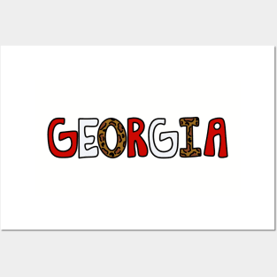 Georgia state pride with leopard print Posters and Art